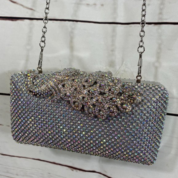 Fawziya Designer Rhinestone Peacock Glamour Shoulder Handbag ~ NWOT - Picture 8 of 13